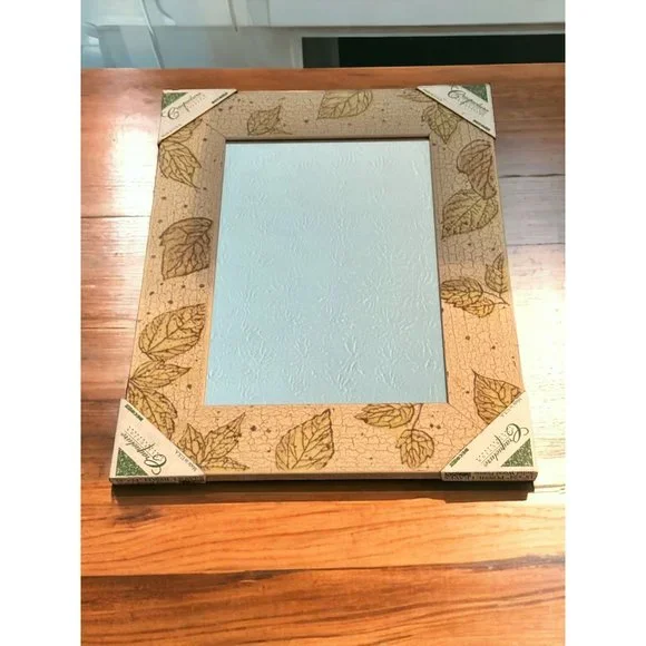 Vintage Fossil Leaves Frame 18”x24” Craquelure Collection Deco Mirror